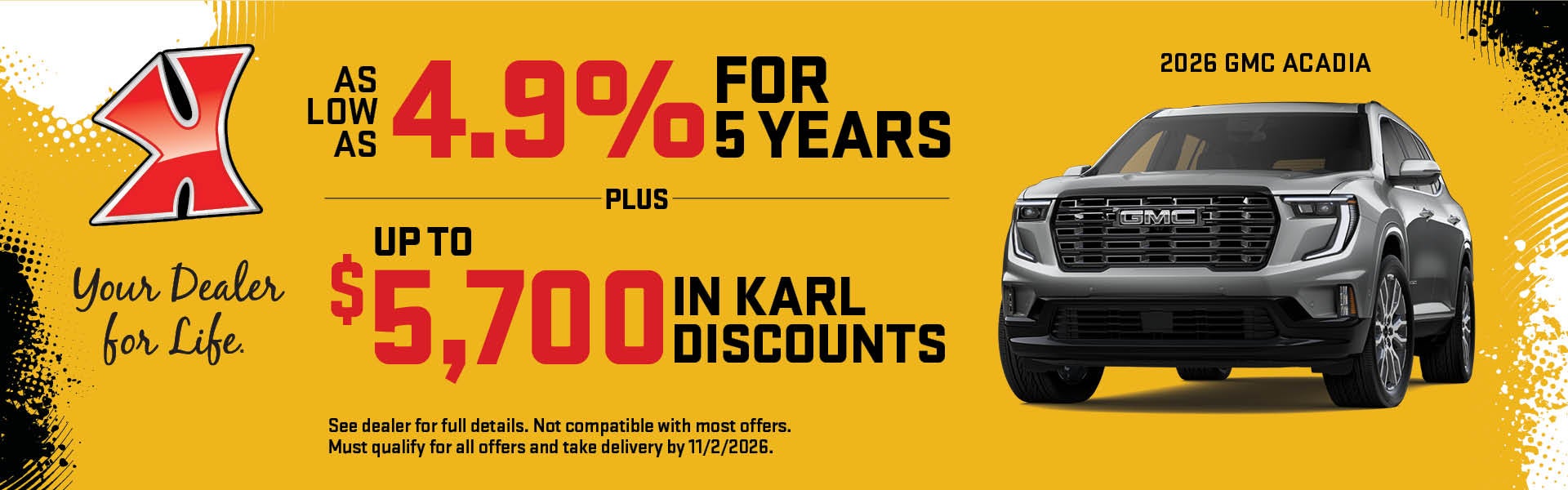 Get up to $5700 in discounts on Acadia at Karl GMC of Marshalltown