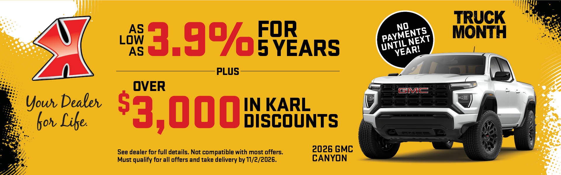 Get over $3000 in discounts on Canyon at Karl GMC of Marshalltown