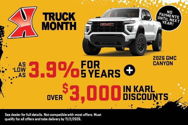 Get over $3000 in discounts on Canyon at Karl GMC of Marshalltown