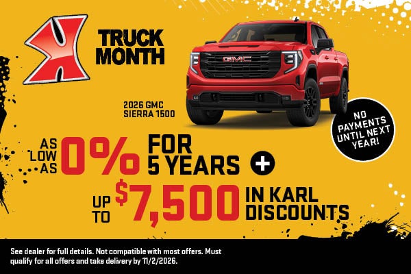 Get up to $7500 off Sierra 1500 at Karl GMC of Marshalltown
