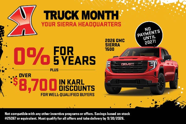 Get over $8700 in Karl discounts on Sierra 1500 at Karl GMC of Marshalltown